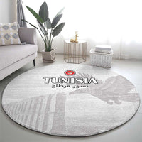 Tunisia Football Round Carpet White Eagles of Carthage - Wonder Print Shop