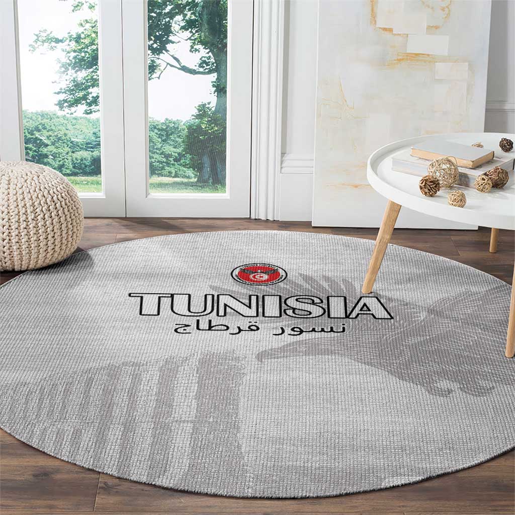 Tunisia Football Round Carpet White Eagles of Carthage - Wonder Print Shop