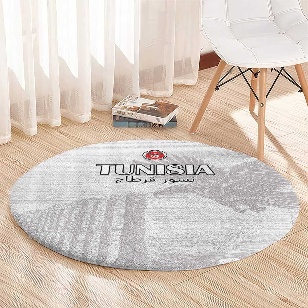 Tunisia Football Round Carpet White Eagles of Carthage - Wonder Print Shop