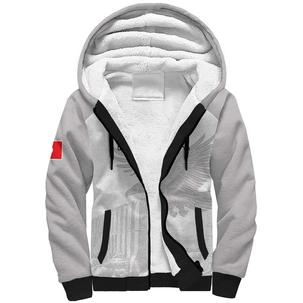 Custom Tunisia Football Sherpa Hoodie White Eagles of Carthage - Wonder Print Shop