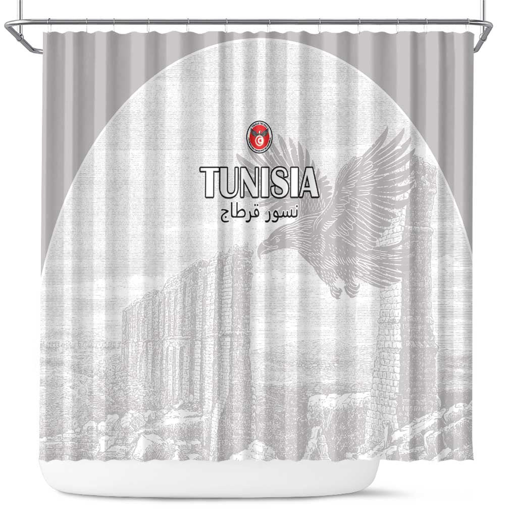 Tunisia Football Shower Curtain White Eagles of Carthage - Wonder Print Shop