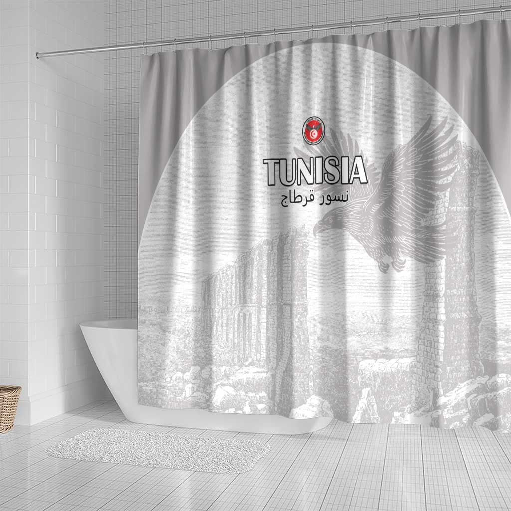 Tunisia Football Shower Curtain White Eagles of Carthage - Wonder Print Shop