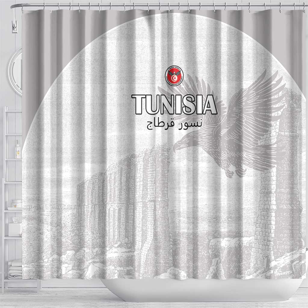 Tunisia Football Shower Curtain White Eagles of Carthage - Wonder Print Shop