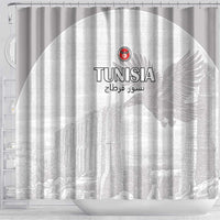 Tunisia Football Shower Curtain White Eagles of Carthage - Wonder Print Shop