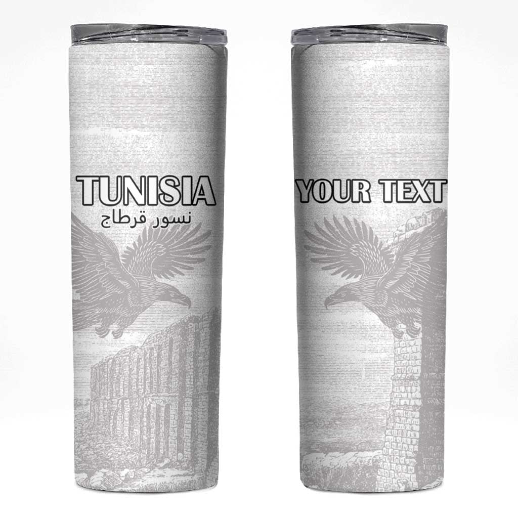 Custom Tunisia Football Skinny Tumbler White Eagles of Carthage - Wonder Print Shop