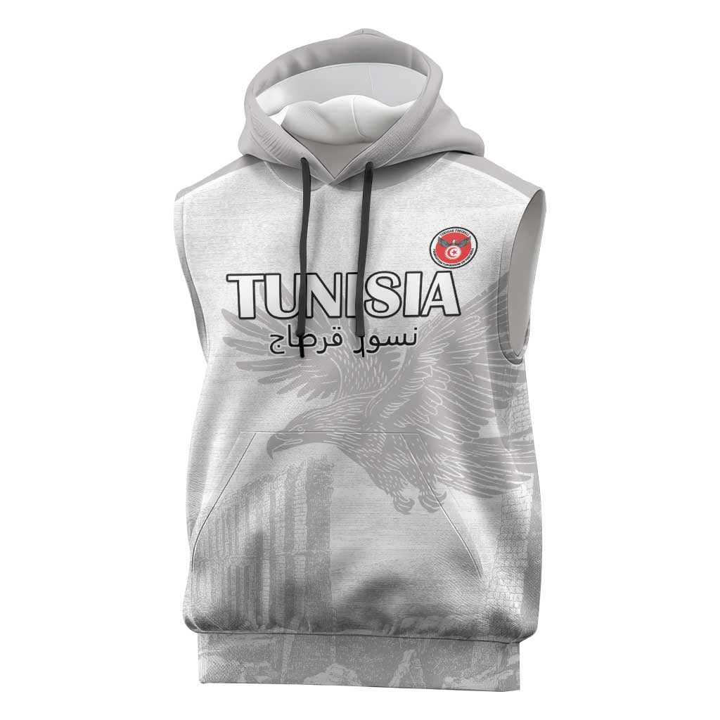 Custom Tunisia Football Sleeveless Hoodie White Eagles of Carthage - Wonder Print Shop