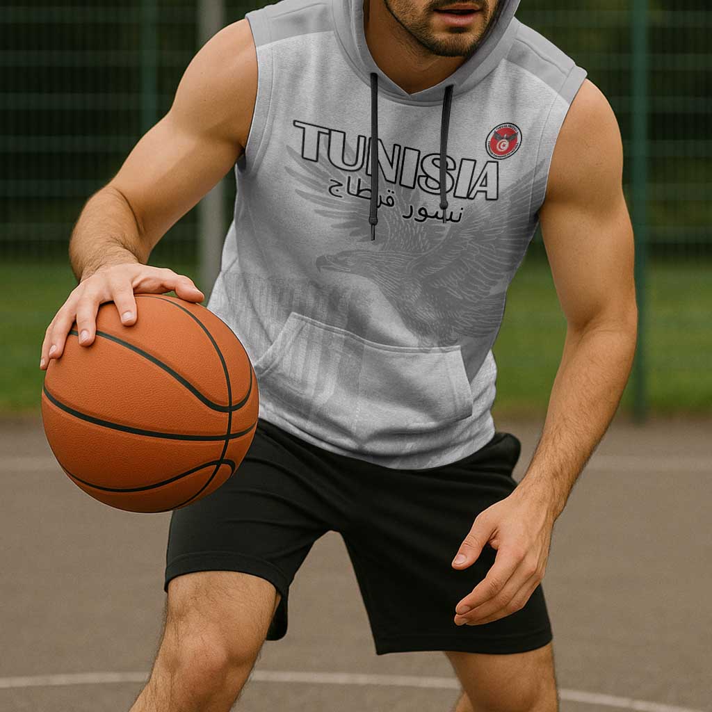 Custom Tunisia Football Sleeveless Hoodie White Eagles of Carthage - Wonder Print Shop