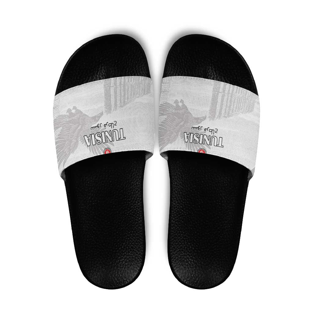 Tunisia Football Slide Sandals White Eagles of Carthage - Wonder Print Shop