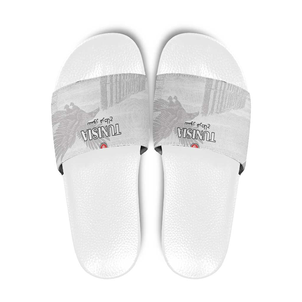 Tunisia Football Slide Sandals White Eagles of Carthage - Wonder Print Shop