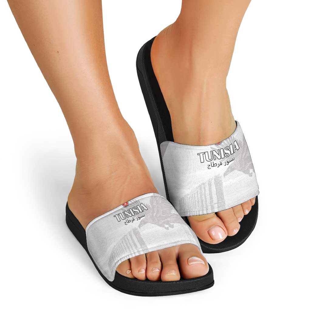 Tunisia Football Slide Sandals White Eagles of Carthage - Wonder Print Shop
