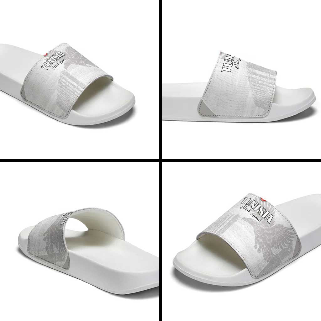 Tunisia Football Slide Sandals White Eagles of Carthage - Wonder Print Shop