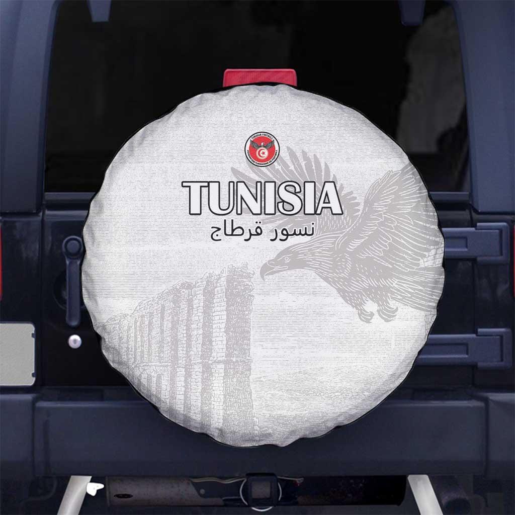 Tunisia Football Spare Tire Cover White Eagles of Carthage - Wonder Print Shop