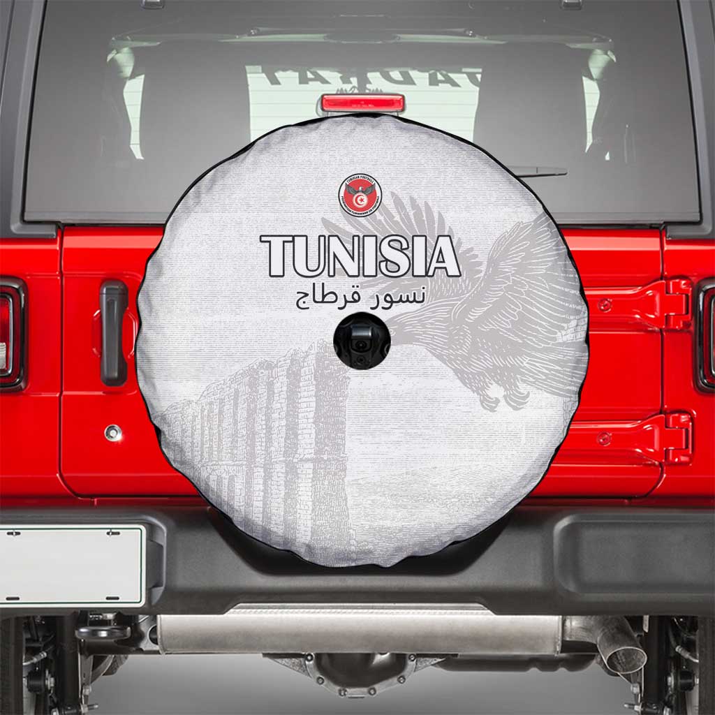 Tunisia Football Spare Tire Cover White Eagles of Carthage - Wonder Print Shop