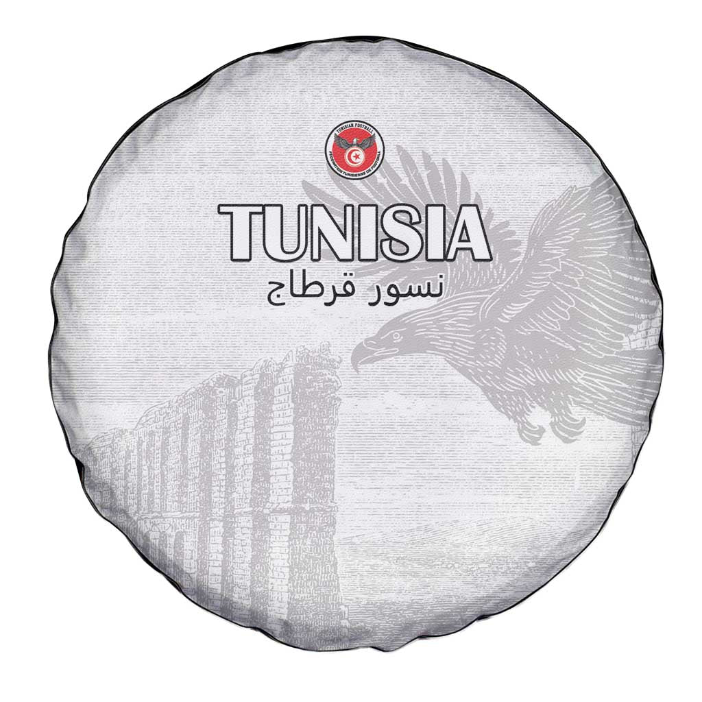 Tunisia Football Spare Tire Cover White Eagles of Carthage - Wonder Print Shop