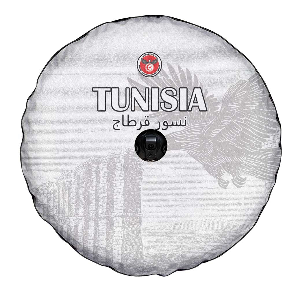 Tunisia Football Spare Tire Cover White Eagles of Carthage - Wonder Print Shop