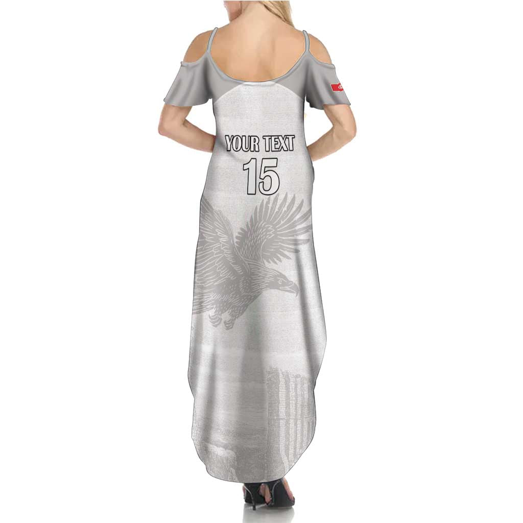 Custom Tunisia Football Summer Maxi Dress White Eagles of Carthage - Wonder Print Shop