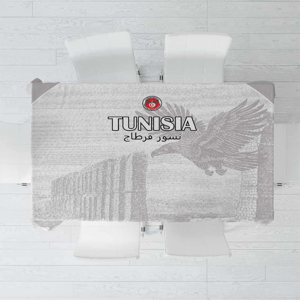 Tunisia Football Tablecloth White Eagles of Carthage - Wonder Print Shop