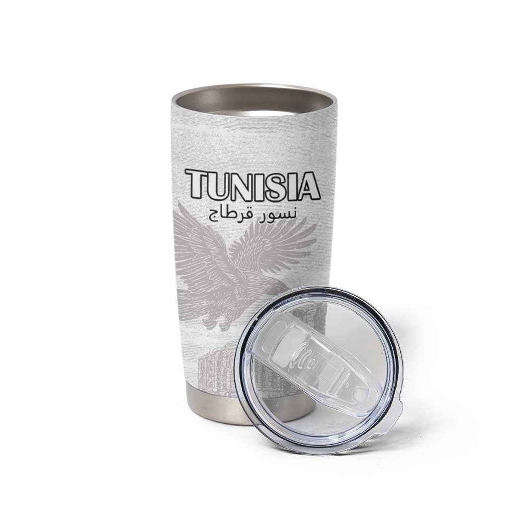 Custom Tunisia Football Tumbler Cup White Eagles of Carthage - Wonder Print Shop