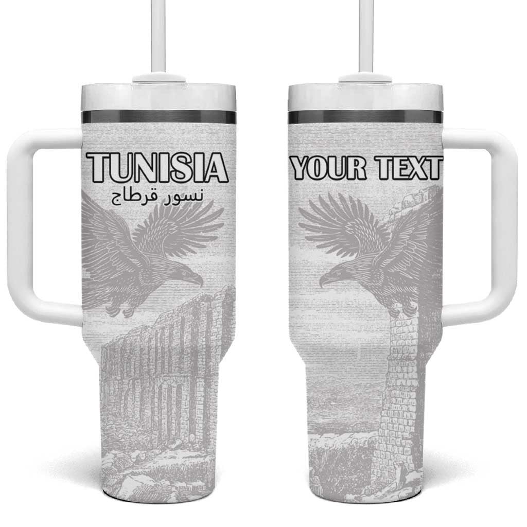 Custom Tunisia Football Tumbler With Handle White Eagles of Carthage - Wonder Print Shop