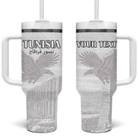 Custom Tunisia Football Tumbler With Handle White Eagles of Carthage - Wonder Print Shop
