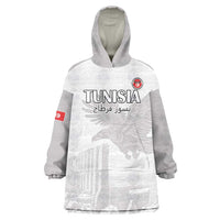 Custom Tunisia Football Wearable Blanket Hoodie White Eagles of Carthage - Wonder Print Shop