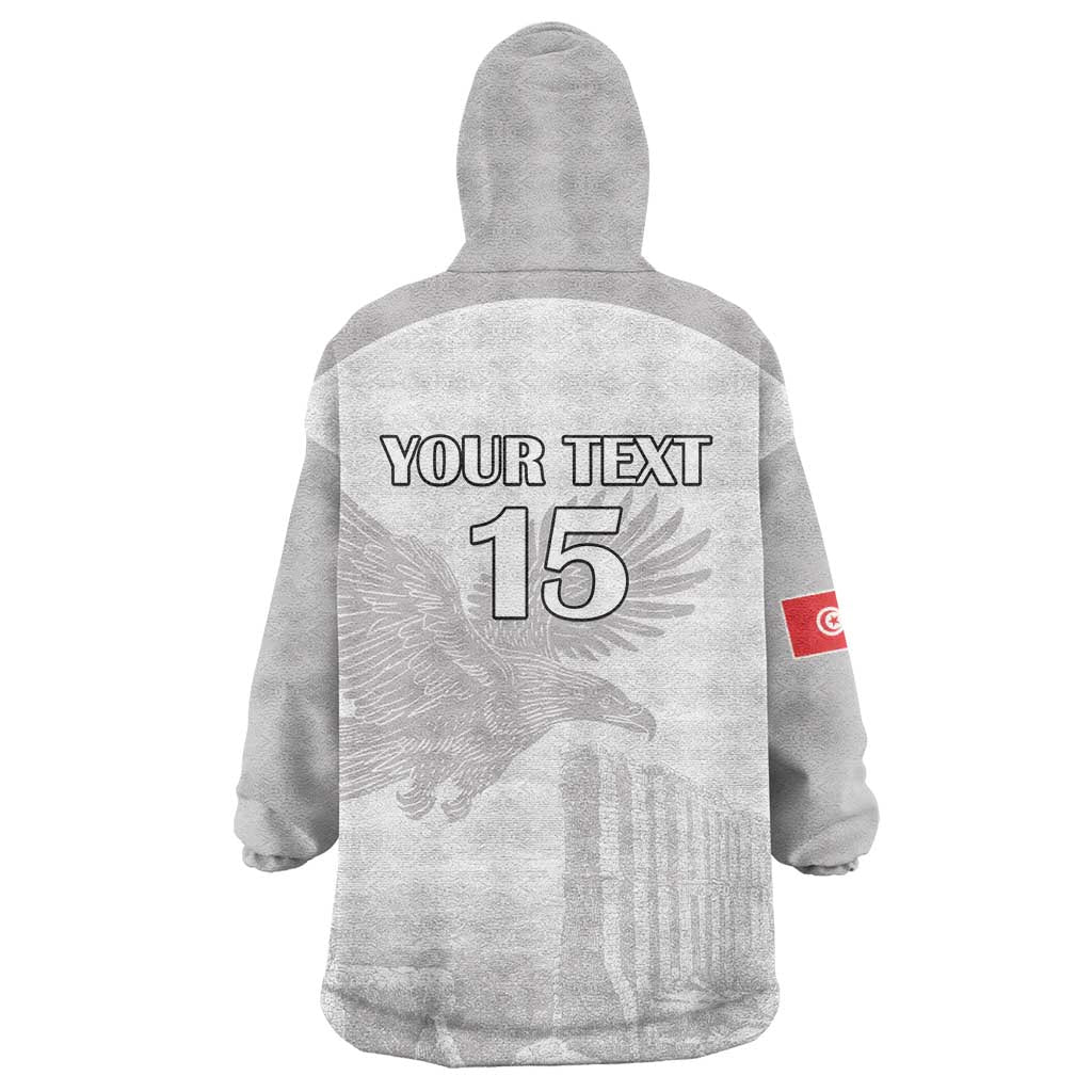 Custom Tunisia Football Wearable Blanket Hoodie White Eagles of Carthage - Wonder Print Shop