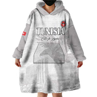 Custom Tunisia Football Wearable Blanket Hoodie White Eagles of Carthage - Wonder Print Shop