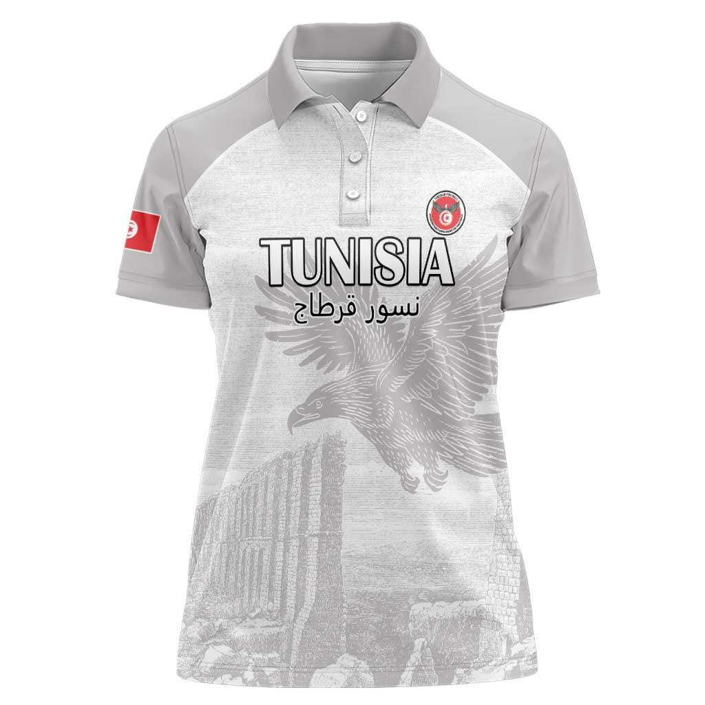 Custom Tunisia Football Women Polo Shirt White Eagles of Carthage - Wonder Print Shop