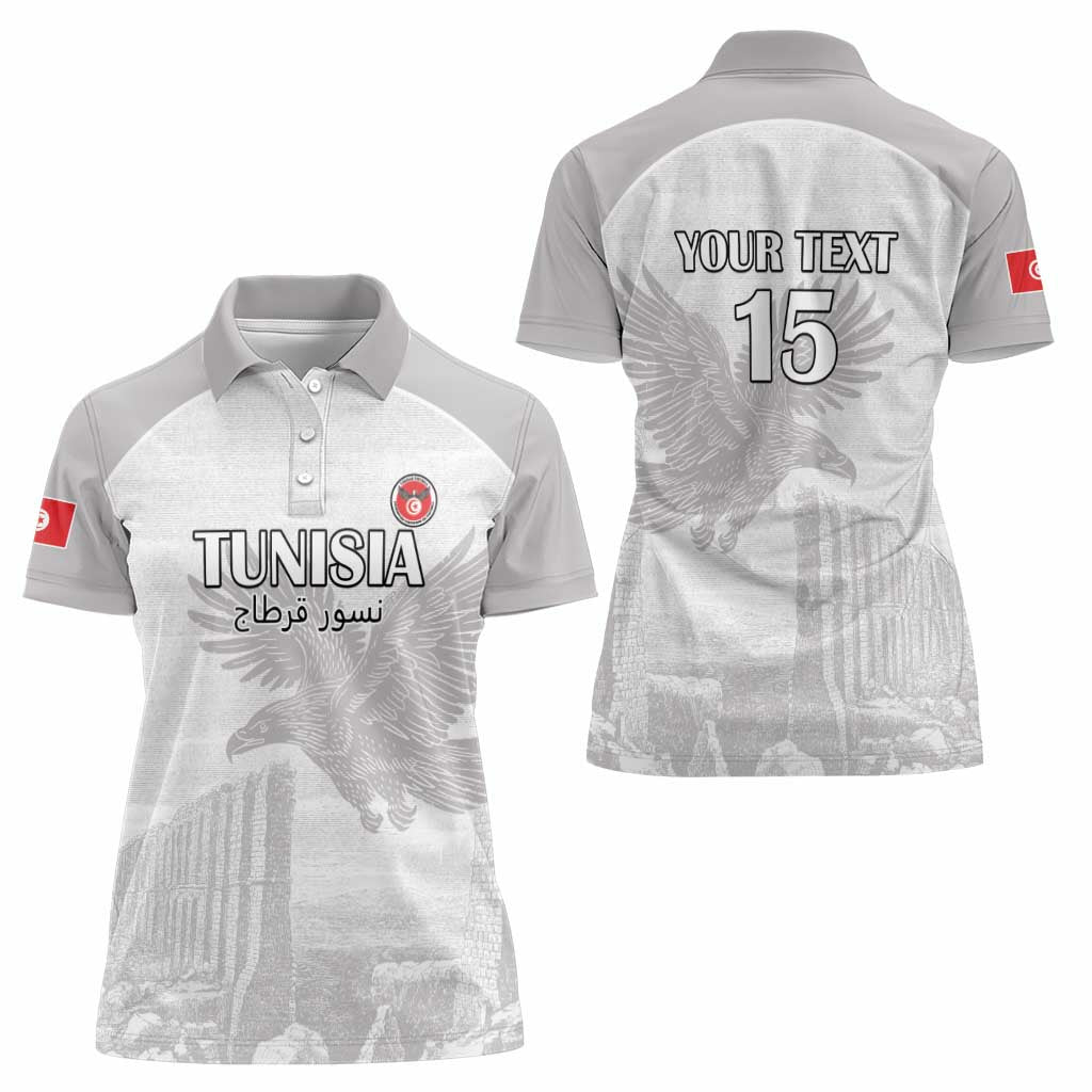 Custom Tunisia Football Women Polo Shirt White Eagles of Carthage - Wonder Print Shop