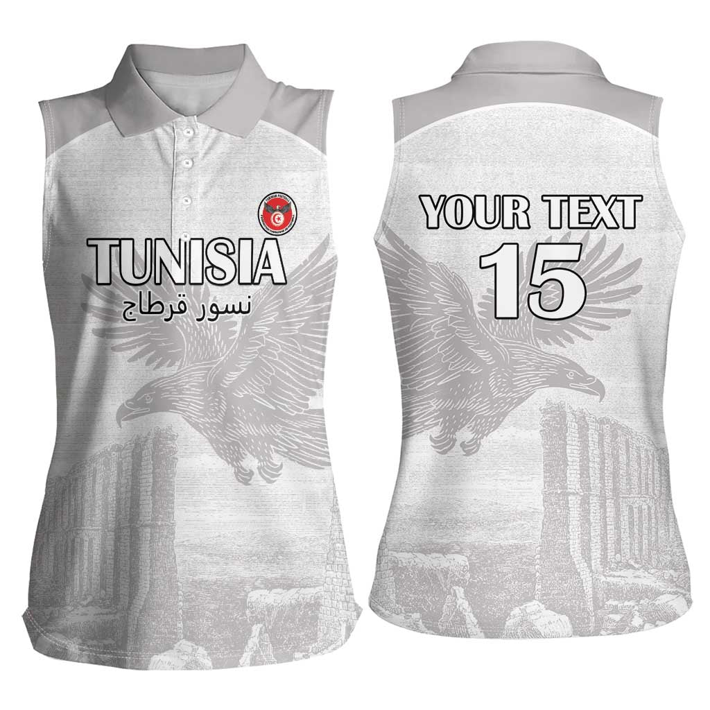 Custom Tunisia Football Women Sleeveless Polo Shirt White Eagles of Carthage - Wonder Print Shop