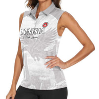 Custom Tunisia Football Women Sleeveless Polo Shirt White Eagles of Carthage - Wonder Print Shop