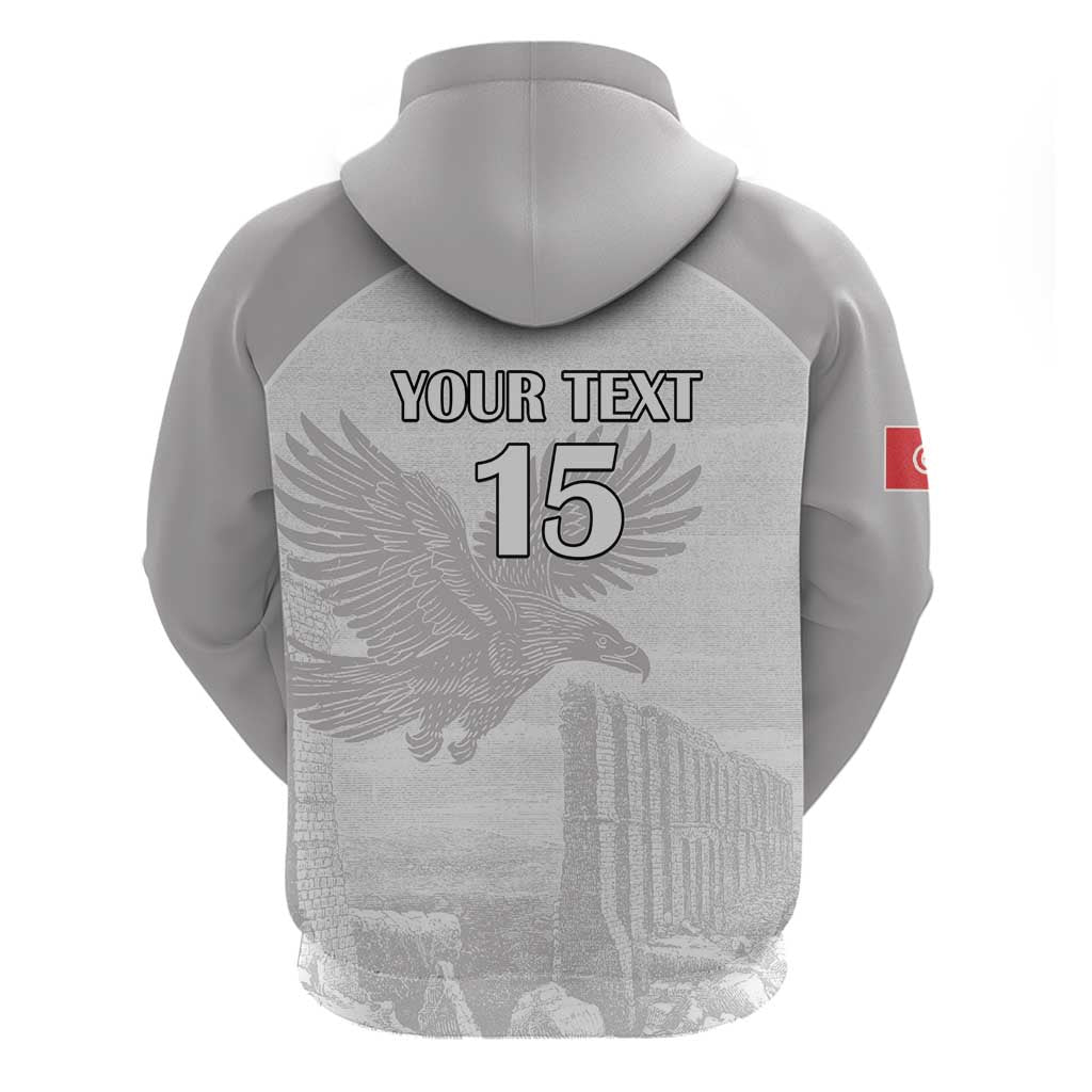 Custom Tunisia Football Zip Hoodie White Eagles of Carthage - Wonder Print Shop