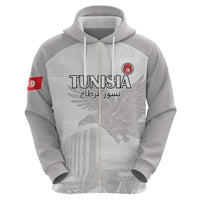 Custom Tunisia Football Zip Hoodie White Eagles of Carthage - Wonder Print Shop