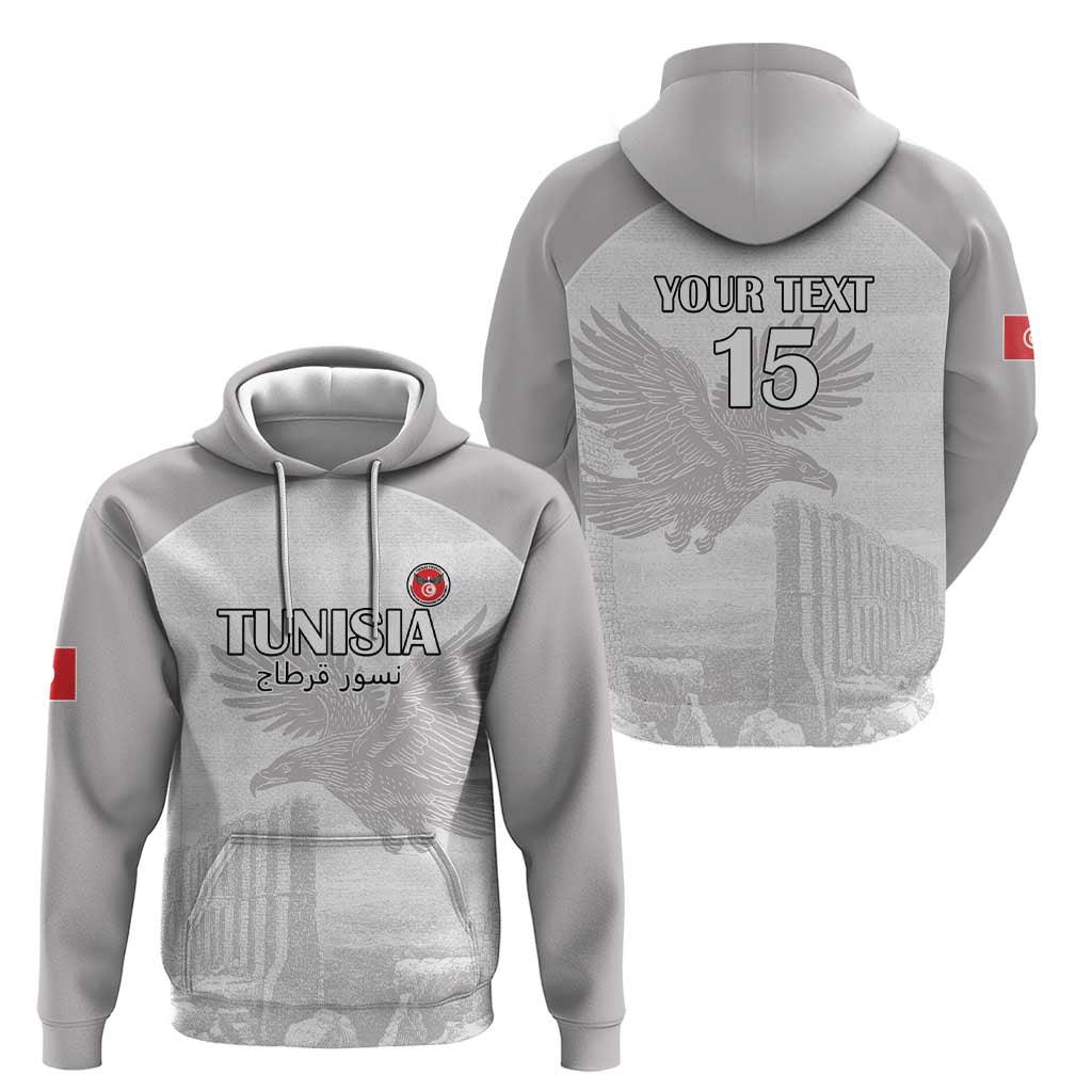 Custom Tunisia Football Zip Hoodie White Eagles of Carthage - Wonder Print Shop