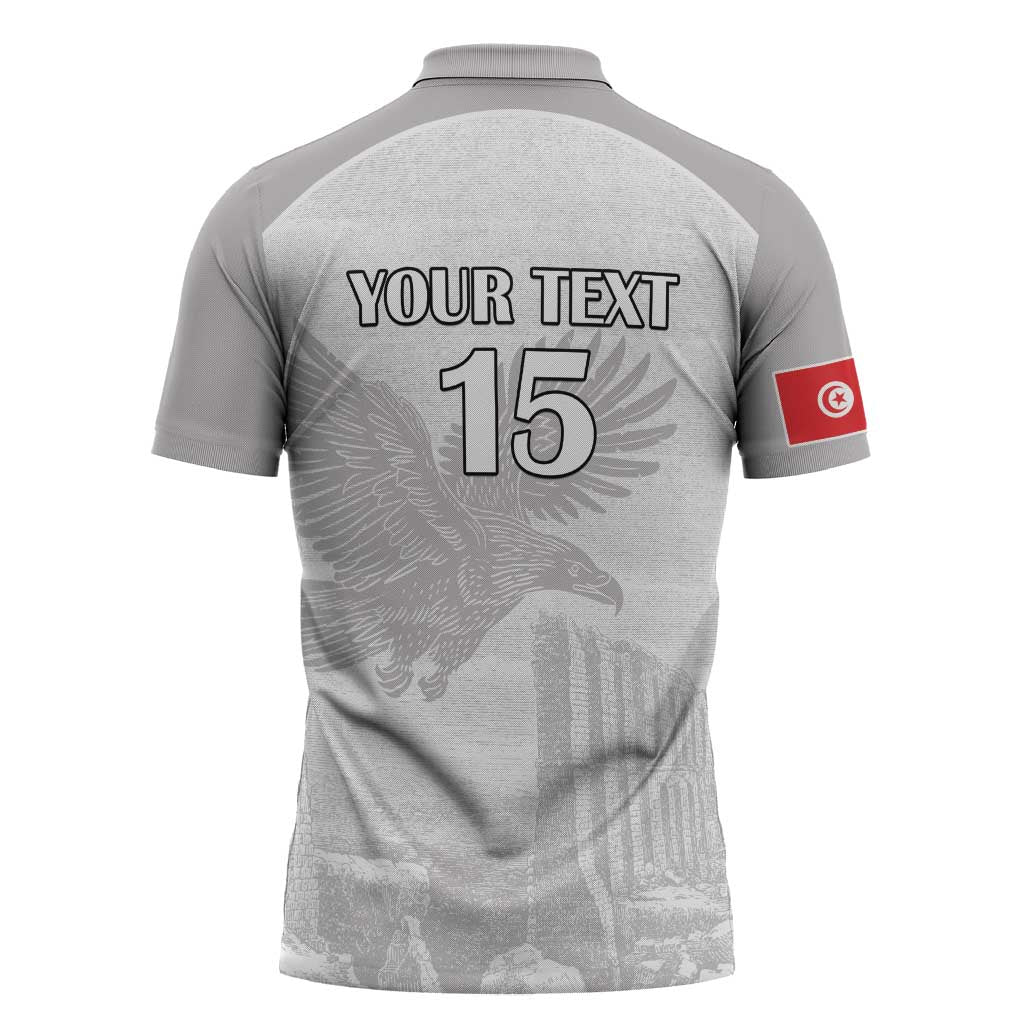 Custom Tunisia Football Zipper Polo Shirt White Eagles of Carthage - Wonder Print Shop