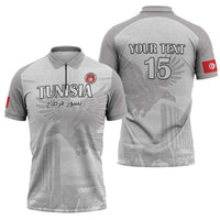 Custom Tunisia Football Zipper Polo Shirt White Eagles of Carthage - Wonder Print Shop
