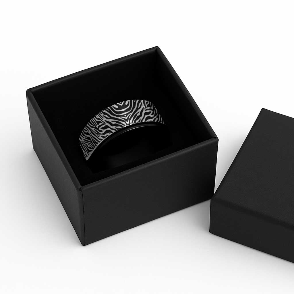 African Zebra Skin Pattern Spinner Ring - Wonder Print Shop