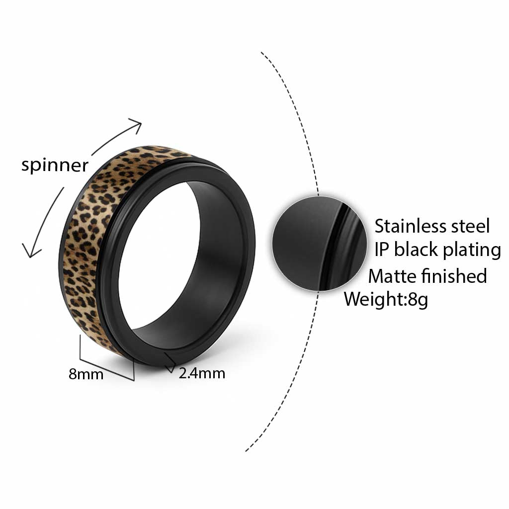 African Leopards Skin Pattern Spinner Ring - Wonder Print Shop