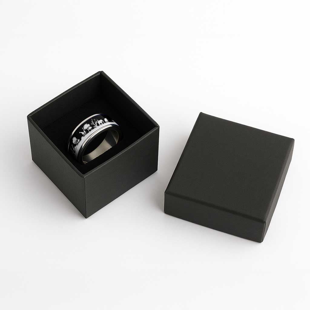 African Safari Animal Landscape Classic Ring Black Version - Wonder Print Shop