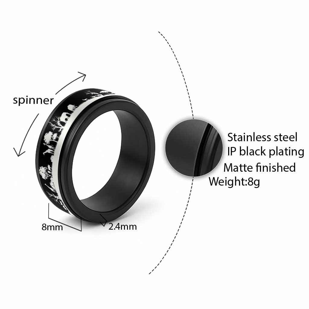 African Safari Animal Landscape Spinner Ring Black Version - Wonder Print Shop
