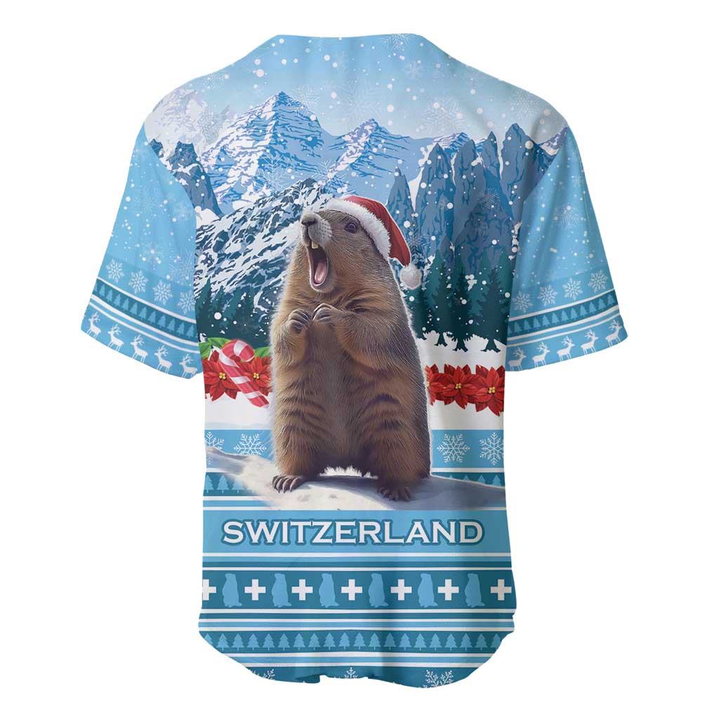 Switzerland Christmas Marmot Baseball Jersey Joyeux Noel - Wonder Print Shop
