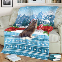 Switzerland Christmas Marmot Blanket Joyeux Noel