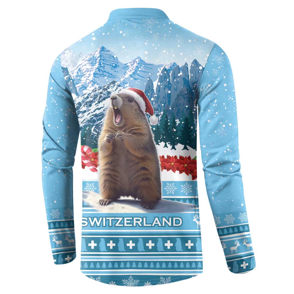 Switzerland Christmas Marmot Button Sweatshirt Joyeux Noel - Wonder Print Shop