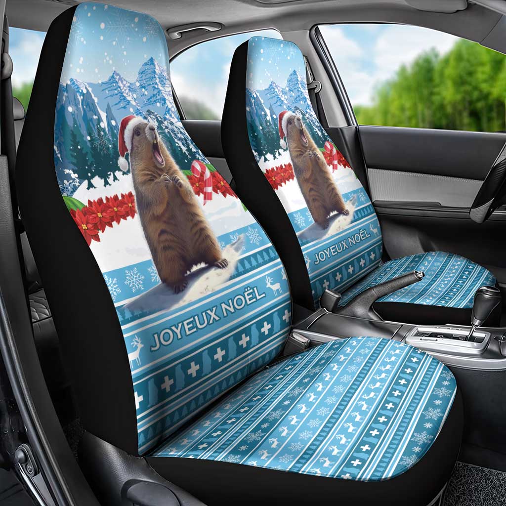 Switzerland Christmas Marmot Car Seat Cover Joyeux Noel - Wonder Print Shop