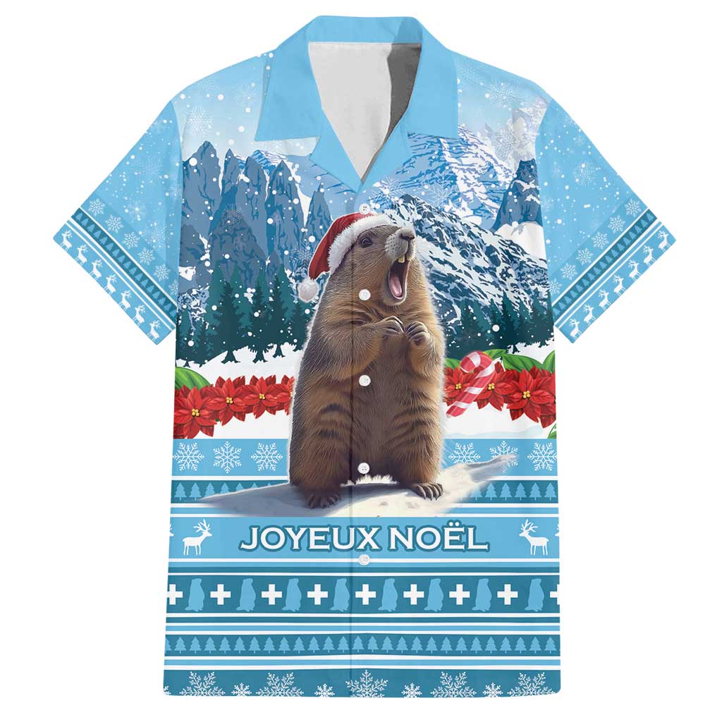Switzerland Christmas Marmot Family Matching Puletasi and Hawaiian Shirt Joyeux Noel - Wonder Print Shop