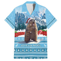 Switzerland Christmas Marmot Family Matching Tank Maxi Dress and Hawaiian Shirt Joyeux Noel - Wonder Print Shop