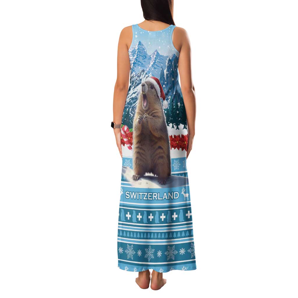 Switzerland Christmas Marmot Family Matching Tank Maxi Dress and Hawaiian Shirt Joyeux Noel - Wonder Print Shop