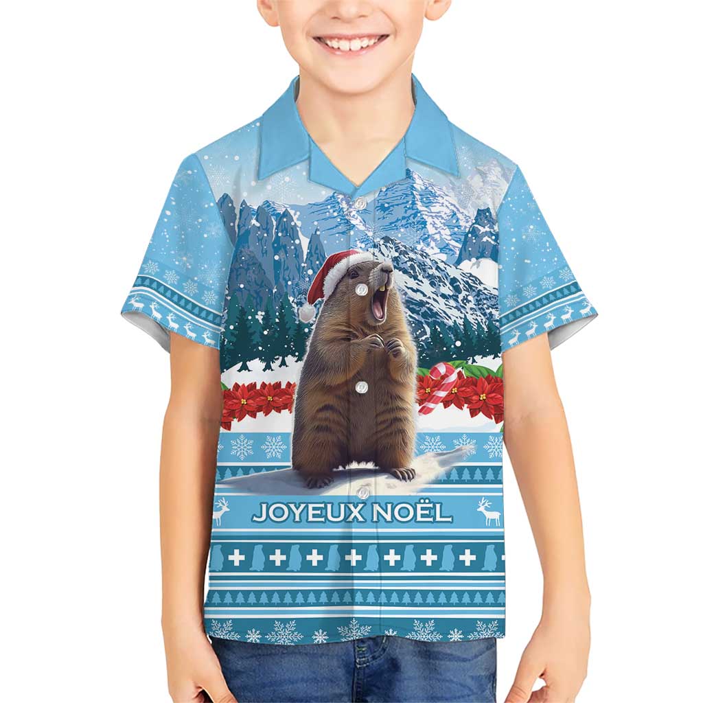 Switzerland Christmas Marmot Kid Hawaiian Shirt Joyeux Noel - Wonder Print Shop