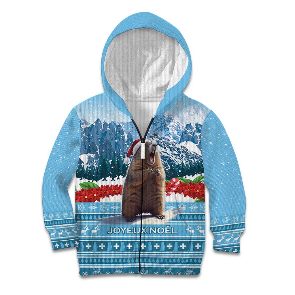 Switzerland Christmas Marmot Kid Hoodie Joyeux Noel - Wonder Print Shop