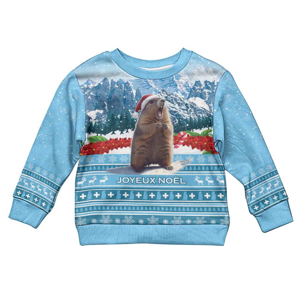 Switzerland Christmas Marmot Kid Ugly Christmas Sweater Joyeux Noel - Wonder Print Shop